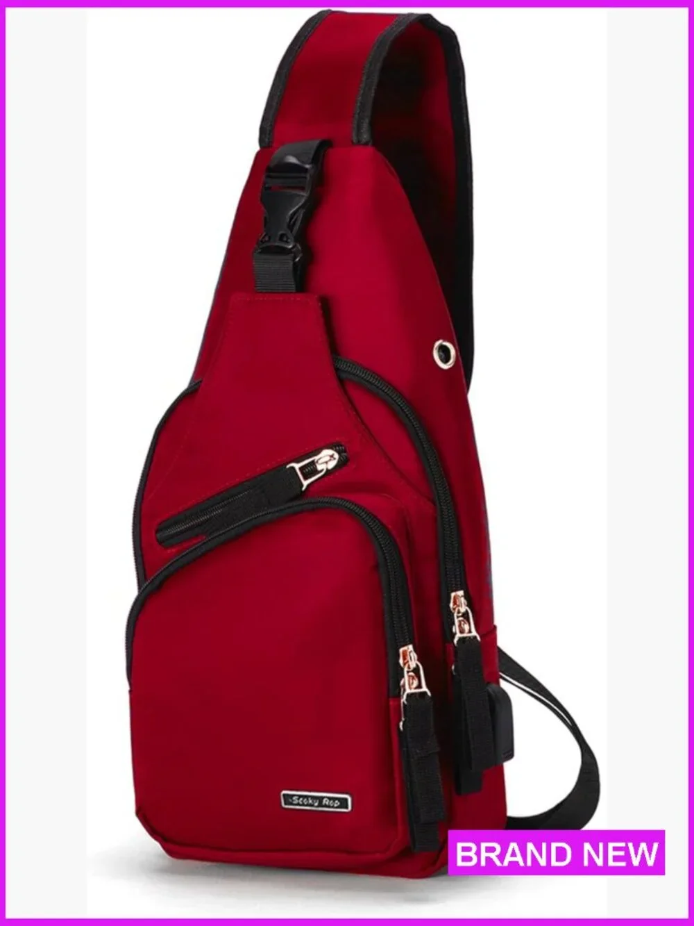 Sling Backpack Water Resistant Nylon Crossbody Shoulder Bag USB Charging Port